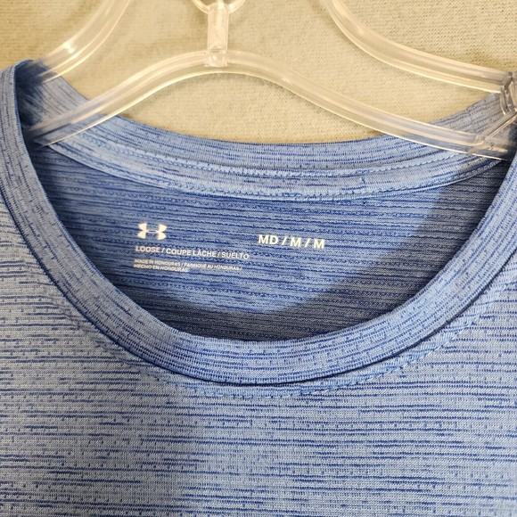 Under Armour Shirt Mens Medium Blue TShirt T-Shirt Loose Round Neck Short Sleeve - Picture 2 of 16